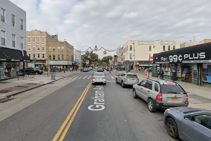 A Google Maps street view on Graham Avenue looking north to Metropolitan Avenue.